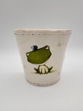 Enesco Stacey Yacula Frog Wall Pocket Planter Whimsical Ceramic Hanging Pot 2015